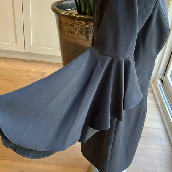EUC Milly dress off/at the edge of the shoulder flutter sleeve in steel grey - Picture 4 of 11